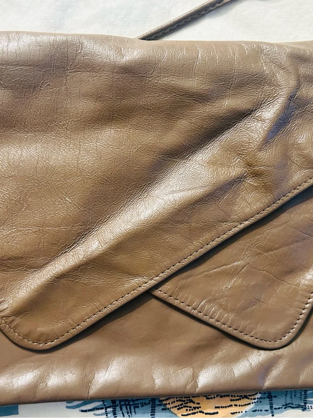 Vintage Brown Leather Envelope Crossbody Bag